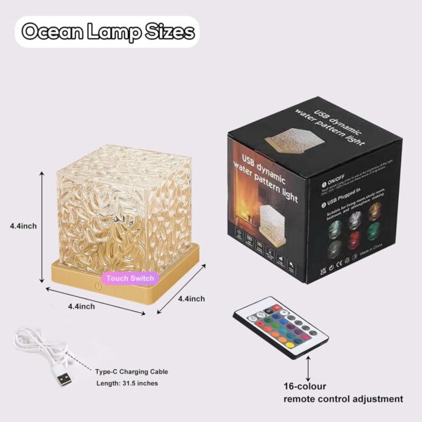 Ocean Wave Lamp Projector, 16 Colors Luminorthe Cube Lamp, Rechargeable Water Ripple Lamp with Remote and Touch Control, Ocean Aurora Lamp for Girls Bedroom Gifts, Party Mood Lighting