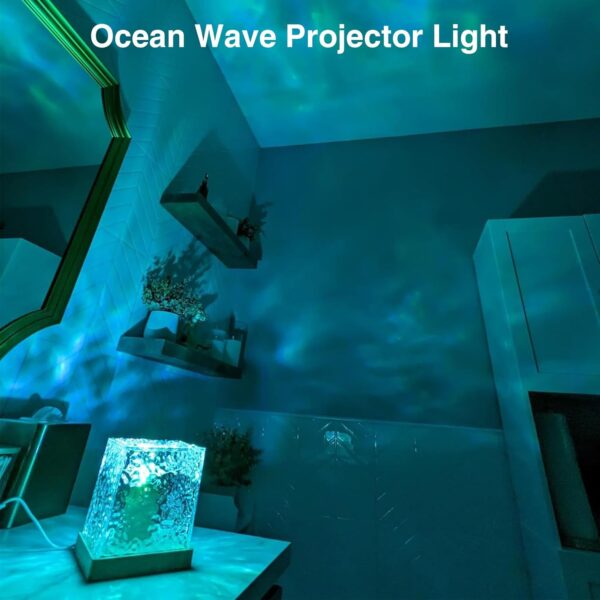 Ocean Wave Lamp Projector, 16 Colors Luminorthe Cube Lamp, Rechargeable Water Ripple Lamp with Remote and Touch Control, Ocean Aurora Lamp for Girls Bedroom Gifts, Party Mood Lighting