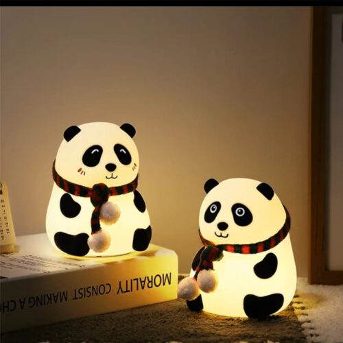 venimall Cute Panda Night Light for Kids,Nursery Silicone Night Light,7-Color Night Lamp (10 cm, Multicolor)