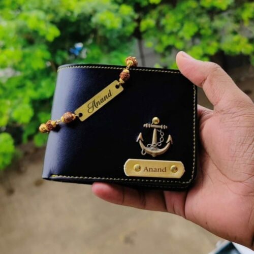 Personalized Name Wallet for Men – Custom Leather Wallet with Rakhi