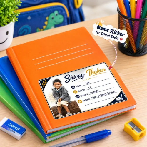 Personalized School Name Sticker with Photo for School Books