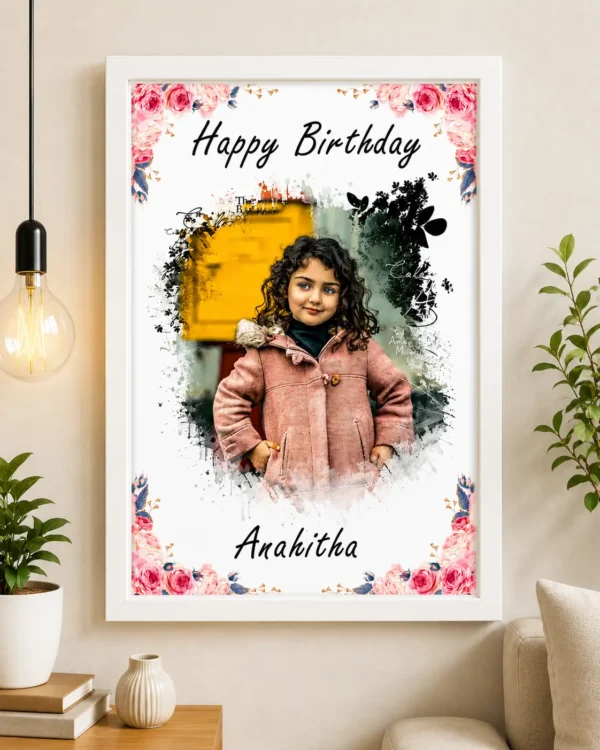 Personalized Birthday Photo Frame with Name | Custom Single Photo Birthday Gif