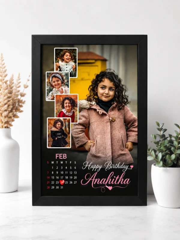 Personalized Birthday Photo Frame with Calendar Custom Birthday Gift Frame