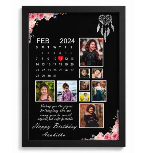 Personalized Floral Birthday Calendar Photo Frame