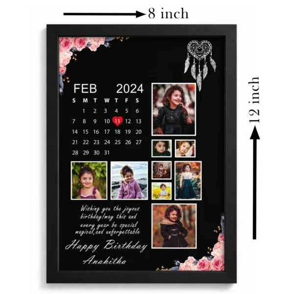 Personalized Floral Birthday Calendar Photo Frame