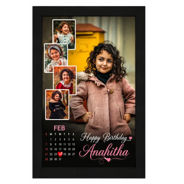Personalized Birthday Photo Frame with Calendar | Custom Birthday Gift Frame
