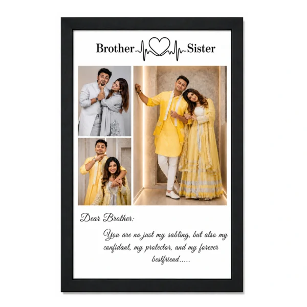 Brother Sister Photo Frame – Personalized Heartbeat Design with Message1 Brother Sister Photo Frame – Personalized Heartbeat Design with Message