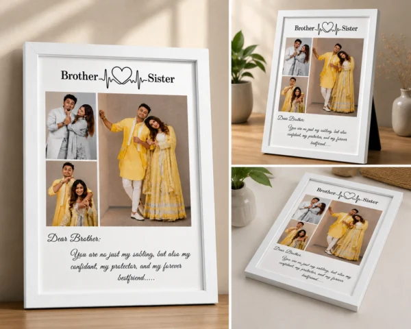 Brother Sister Photo Frame – Personalized Heartbeat Design with Message3 Brother Sister Photo Frame – Personalized Heartbeat Design with Message