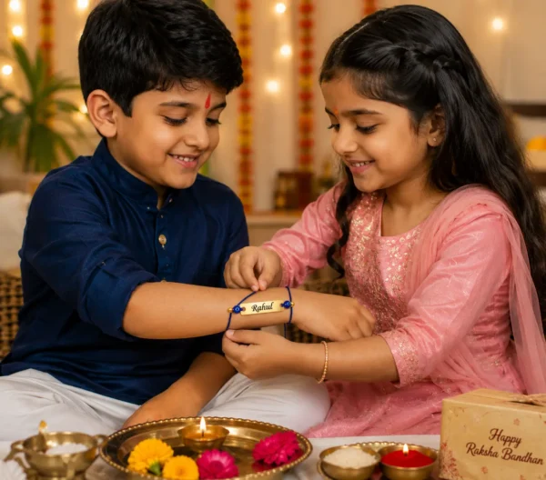 Evil Eye Rakhi with Name – Personalized Blue Thread Rakhi for Brothe Evil Eye Rakhi with Name – Personalized Blue Thread Rakhi for Brother