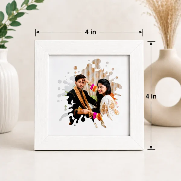 Rakhi Tilak Mini Photo Frame 4x4 – Personalized Raksha Bandhan Photo Frame