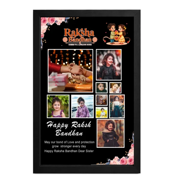 Multi-Photo Raksha Bandhan Collage Frame – Personalized Rakhi Gift with Message
