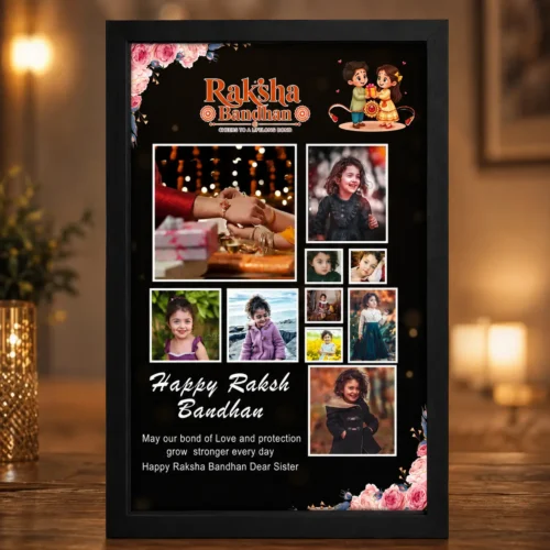 Multi-Photo Raksha Bandhan Collage Frame – Personalized Rakhi Gift with Message